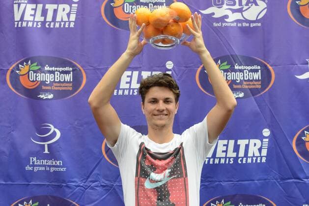 December 11, 2016 - Plantation, Florida, United States - MIOMIR KECMANOVIC of Serbia poses for a photo after winning the Metropolia Orange Bowl International Tennis Championship in Plantation Florida Tennis 2016 - Metropolia Orange Bowl International Tennis Championship - ZUMAl132 20161211_zap_l132_024