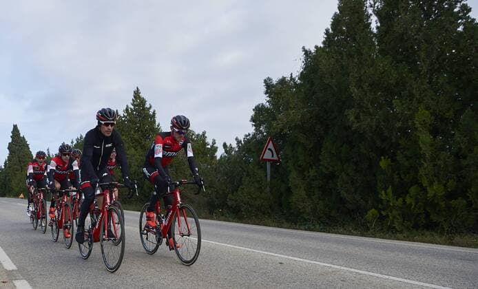 BMC Racing Team riders pictured in action during a training session on the BMC Racing Team Media Day in Denia, Spain, on Monday 12 December 2016. MANUELxQUEIMADELOS  x04996337x