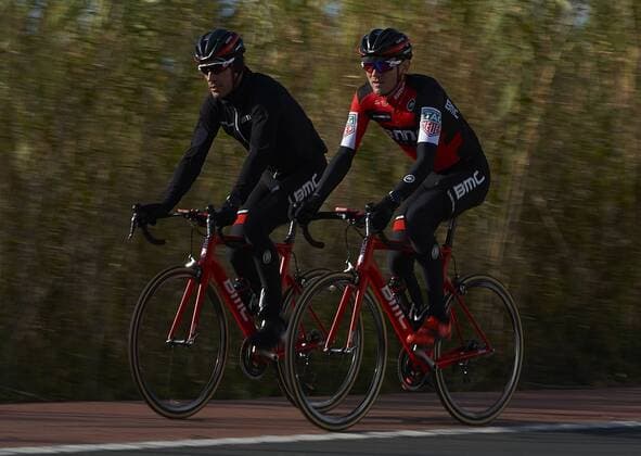 American Tejay van Garderen of BMC Racing Team (R) pictured during a training session at the BMC Racing Team Media Day in Denia, Spain, on Monday 12 December 2016. MANUELxQUEIMADELOS  x04996536x