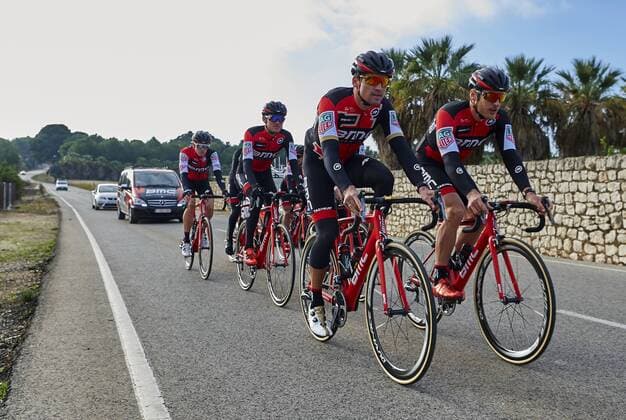 BMC Racing Team riders pictured in action during a training session on the BMC Racing Team Media Day in Denia, Spain, on Monday 12 December 2016. MANUELxQUEIMADELOS  x04996542x