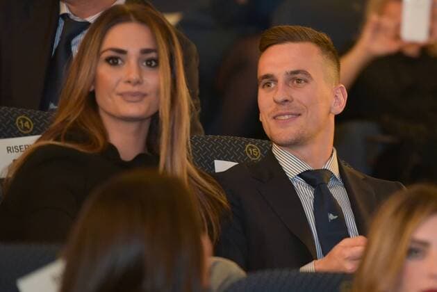 SSC Napoli at the premiere of Natale a Londra Arkadiusz Milik during the preview of the film Natale a Londra at Space Cinema in Naples  PaolaxVisone PacificxPress