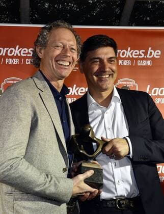 Club s head coach Michel Preud homme and Charleroi s head coach Felice Mazzu pictured during the sixth edition of the Raymond Goethals award , for the coach whose work method resembles legendary Belgian coach Raymond Goethals, Tuesday 13 December 2016, in Aalst. ERICxLALMAND  x04996699x