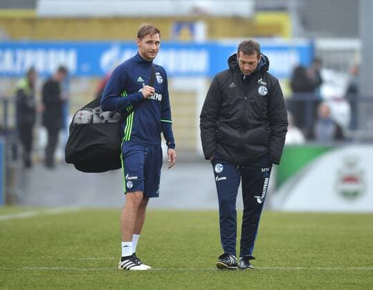 14.12.2016, Fussball, Saison 2016 2017, 1. Bundesliga, Training, FC Schalke 04, Benedikt Hoewedes, Benedikt Höwedes (Schalke 04), li., und Trainer Markus Weinzierl (FC Schalke 04)