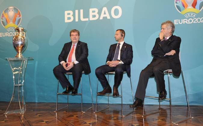 Presentation of EURO 2020 Bilbao logo as host city for the Euro 2020. xJUANxECHEVERRIAx 