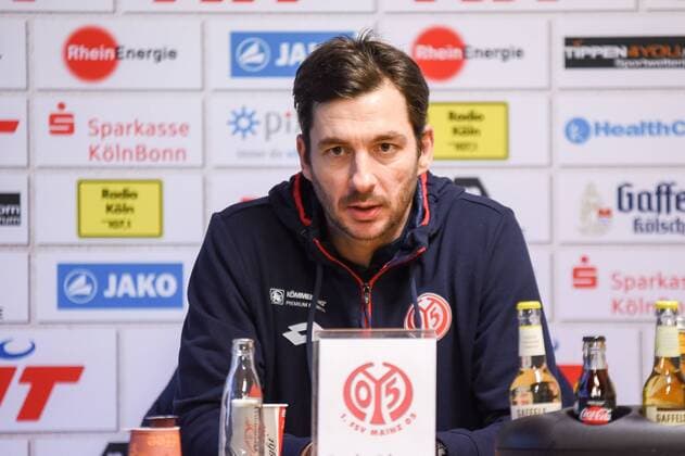 Sandro Schwarz (Trainer 1. FSV Mainz 05 II) in der Pressekonferenz, Fussball, 3. Liga, SC Fortuna Koeln - 1. FSV Mainz 05 II, SC Fortuna Köln - 1. FSV Mainz 05 II, xmhx