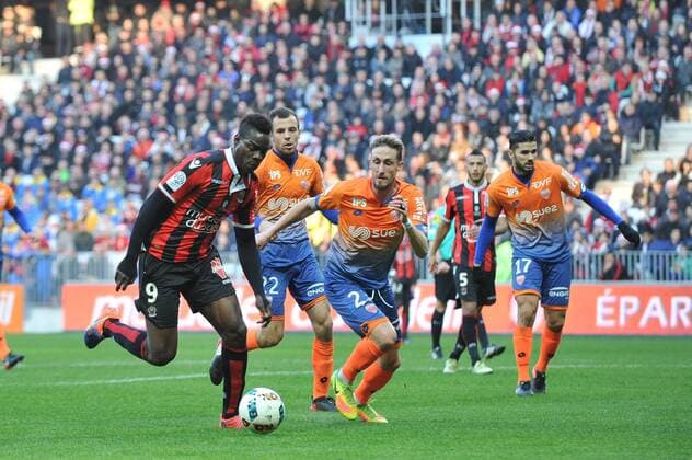 09 Mario BALOTELLI (nice) - 23 Vincent RUFLI (dij) - 22 Johan GASTIEN (dij) - 17 MehABEID (dij) FOOTBALL : Nice vs Dijon - Ligue 1 - 18 12 2016 FEP Panoramic 