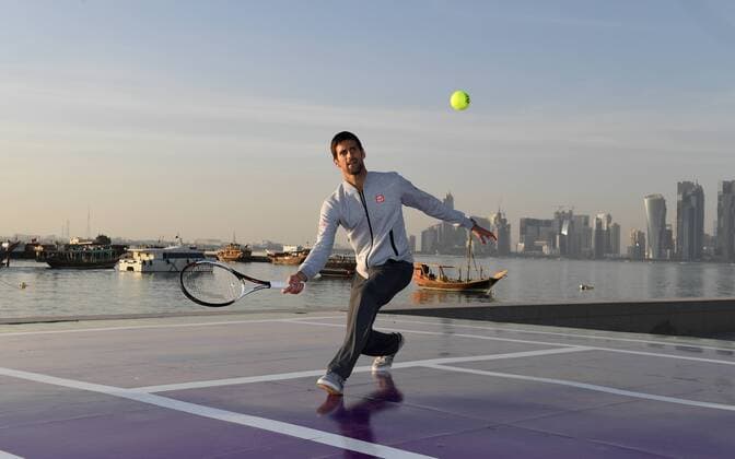 Tennis, Djokovic und Murray bei Promotion zur Qatar Open Novak Djokovic ,Serbien