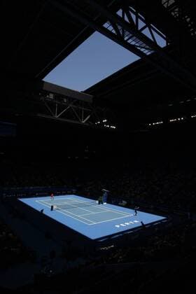 03.01.2017. Perth Arena, Perth, Australia. Mastercard Hopman Cup International Tennis tournament. Jack Sock (USA) and Feliciano Lopez (ESP) battle it out with the roof open in 38 degree heat. Sock won 3-6, 6-2, 6-3. xDavidxWoodleyx  ActionPlus11825331
