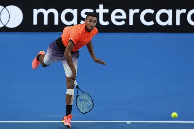 03.01.2017. Perth Arena, Perth, Australia. Mastercard Hopman Cup International Tennis tournament. Nick Kyrgios (AUS) serves during his game against Adam Pavlasek (CZE). Kyrgios won 7-5, 6-4. xDavidxWoodleyx  ActionPlus11825362