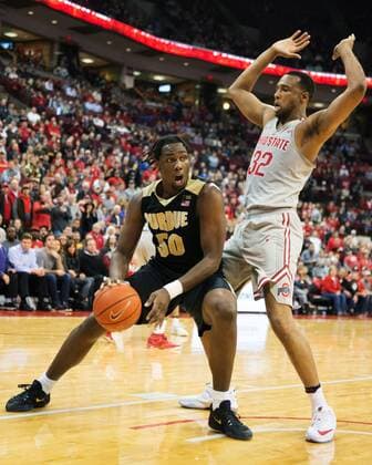 January 5, 2017: Purdue Boilermakers forward Caleb Swanigan (50) goes one on one with Ohio State Buckeyes center Trevor Thompson (32) in their game at Value City Arena in Columbus, Ohio. CSM NCAA College League USA Basketball 2017: Purdue vs. Ohio State Jan 05 - ZUMAc04_ 20170105_zaf_c04_028