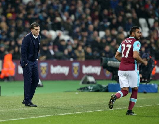 West Ham s Slaven Bilic watches Dimitri Payet during the FA Cup match at the London Stadium, London. Picture date January 6th, 2017 Pic David Klein Sportimage EDITORIAL USE ONLY. No use with unauthorised audio, video, data, fixture lists, club league logos or live services. Online in-match use limited to 120 images, no video emulation. No use in betting, games or single club league player publications.