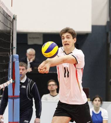 Volleyball Hessen - U21 U 21 WM-Qualifikation Männer 08.01.2017 Germany (ws) - Romania (blau) v.l. Tobias Krick (Germany 11) Germany - Romania