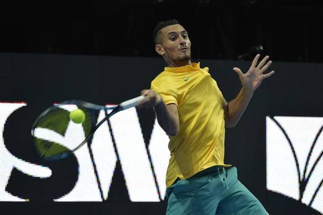 09.01.17 Sydney, Australia. Nick Kyrgios of Australia hits a forehand to Rafael Nadal of Spain during the FAST4 tennis at the ICC Sydney Theatre, Darling Harbour. Kyrgios won 3 sets to 1. xNigelxOwenx  ActionPlus11827810