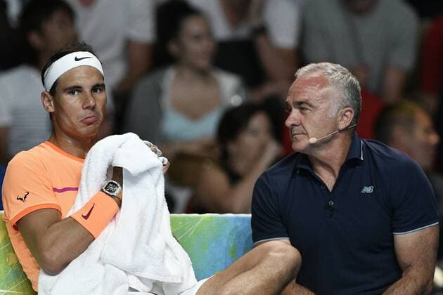 09.01.17 Sydney, Australia. Rafael Nadal of Spain doesnt look too happy how the game is going against Nick Kyrgios of Australia during the FAST4 tennis at the ICC Sydney Theatre, Darling Harbour. Kyrgios won 3 sets to 1. xNigelxOwenx  ActionPlus11827822
