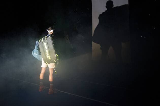 09.01.17 Sydney, Australia. Rafael Nadal of Spain prepares to go on court against Nick Kyrgios of Australia during the FAST4 tennis at the ICC Sydney Theatre, Darling Harbour. Kyrgios won 3 sets to 1. xNigelxOwenx  ActionPlus11827837