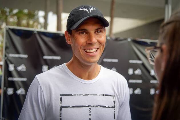 Australia: Fast 4 Tennis Showdowns Rafael Nadal (ESP) speaks to the media on the Blue Carpet ahead of the FAST4 Showdown AUS v WORLD played at the International Convention Center in Sydney. FOR EDITORIAL USE ONLY.Pacific Press Agency  HughxPeterswaldx xPacificxPress