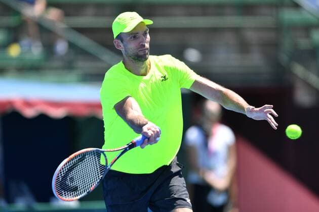 January 10, 2017: Ivo Karlovic (CRO) in action against Gilles Simon (FRA) on day one of the 2017 Priceline Pharmacy Kooyong Classic tournament at the Kooyong Lawn Tennis Club in Melbourne, Australia. Karlovic won 64 65 10. Cal Media Tennis 2017: Kooyong Classic JAN 10 - ZUMAc04_ 20170110_zaf_c04_043