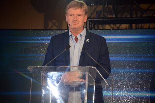 The 2017 BMW SA Open Championship gala dinner KEMPTON PARK, SOUTH AFRICA - JANUARY 10: South African golfer Ernie Els addresses the audience during the 2017 BMW SA Open Championship gala dinner at Emperors Palace on January 10, 2017 in Kempton Park, South Africa. The BMW SA Open hosted by City of Ekurhuleni, which starts on January 12, 2017 will be held at the picturesque Glendower Golf Club, with Rory McIlroy, Ernie Els, Brandon Stone and Andy Sullivan in the field. ( Gallo0108220