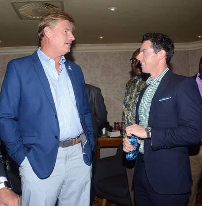 The 2017 BMW SA Open Championship gala dinner KEMPTON PARK, SOUTH AFRICA - JANUARY 10: South African golfer Ernie Els and international golfer Rory McIlroy during the 2017 BMW SA Open Championship gala dinner at Emperors Palace on January 10, 2017 in Kempton Park, South Africa. The BMW SA Open hosted by City of Ekurhuleni, which starts on January 12, 2017 will be held at the picturesque Glendower Golf Club, with Rory McIlroy, Ernie Els, Brandon Stone and Andy Sullivan in the field. ( Gallo0108231