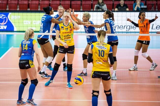 Agnes Karm (11 Kohila) geschlagen; 2017 CEV Volleyball Cup: Allianz MTV Stuttgart vs Kohila VC, SCHARRena, Stuttgart Germany, 20170111; Stuttgart Copyright: xWuechner Eibner-Pressefotox EP_NWR