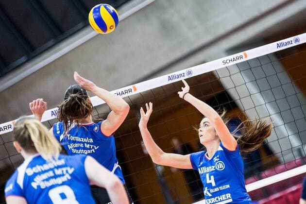 Zuspiel Valerie Nichol (4 MTV); 2017 CEV Volleyball Cup: Allianz MTV Stuttgart vs Kohila VC, SCHARRena, Stuttgart Germany, 20170111; Stuttgart Copyright: xWuechner Eibner-Pressefotox EP_NWR