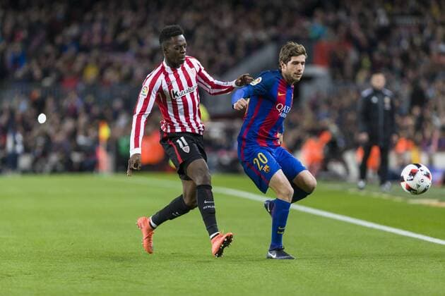 SPAIN - January, 11th: Sergi Roberto and Inaki Williams during the match between FC Barcelona Barca vs Athletic Club, for the matchday 1 8 of the Spanish King s Cup, played at Camp Nou Stadium on 11th January 2017 in Barcelona, Spain. (Credit: Mikel Trigueros Urbanandsport Cordon Press)  xMikelxTriguerosx xSPAINx-xFCxBarcelonaxvsxAthleticxClubx-xSpanishxKing sxCupx-x2016 17x