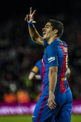 Fußball, Copa del Rey, FC Barcelona - Athletic Bilbao January 11, 2017 - Barcelona, Catalonia, Spain - FC Barcelona Barca forward SUAREZ celebrates his goal during the Spanish Copa del Rey (King s Cup) round of 16 second leg football match FC Barcelona vs Athletic Club Bilbao at the Camp Nou stadium in Barcelona FC Barcelona into Copa quarter finals - ZUMAo105 20170111_zap_o105_025