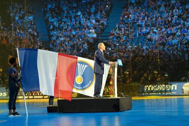 January 11, 2017 - Paris, France - International Handball Federation President HASSAN MOSTAFA declares open the 25th IHF Men s World Championship WM Weltmeisterschaft at the Accor Arena Hotel Stadium, Paris France Handball World Championship 2017 - ZUMAp119 20170111_zaf_p119_006