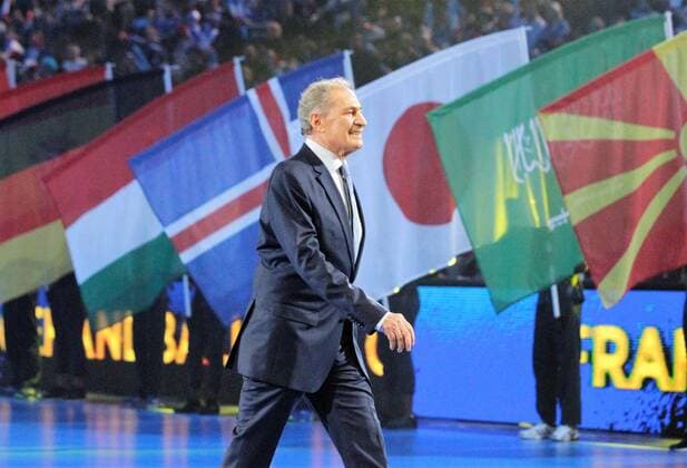 11.01.2017. Accor Arena, Paris, France. 25th World Handball Championships France versus Brazil. President Hassan Moustapha at the opening ceremony xlaurent.lairysx  ActionPlus11828434