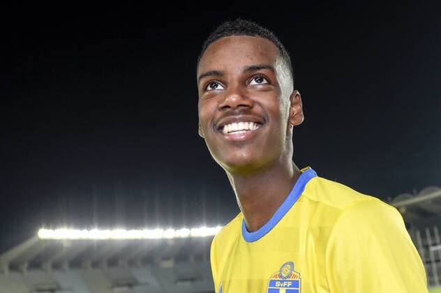 Schwedens Alexander Isak Schlussjubel Testspiel, Nationalteam, Schweden - Slowakei 12 januar 2017, Abu Dhabi.  Copyright: NIKLASxLARSSON BB170112NL059