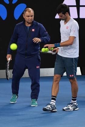 Novak Djokovic (SRB) Marian Vajda (SRB) TENNIS : Australian Open 2016 - 13 01 2017 VirginieBouyer Panoramic 