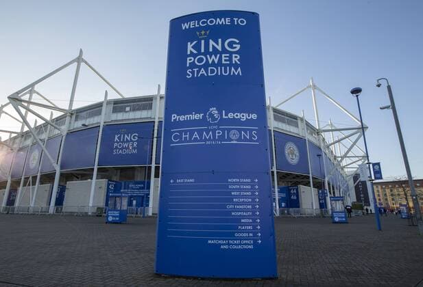 January 14th 2017, King Power Stadium, Leicester, England; EPL football league, Leicester City versus Chelsea; Wide angle view of the King Power Stadium sign with the text Premier League Champions and the stadium in the background xRolandxHarrisonx  ActionPlus11829823