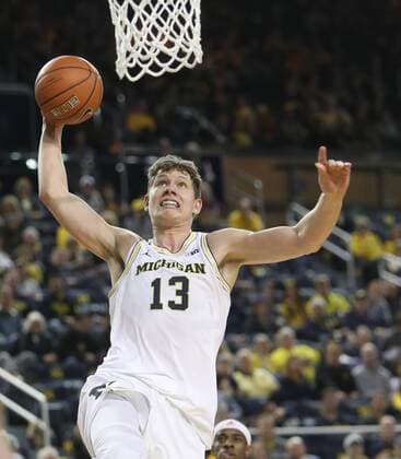 January 14, 2017 - Ann Arbor, MI, USA - Michigan s Moritz Wagner scores against Nebraska in the first half on Saturday, Jan. 14, 2017, at the Crisler Center in Ann Arbor, Mich. The host Wolverines won, 91-85. Nebraska at Michigan - ZUMAm67_ 20170114_zaf_m67_009