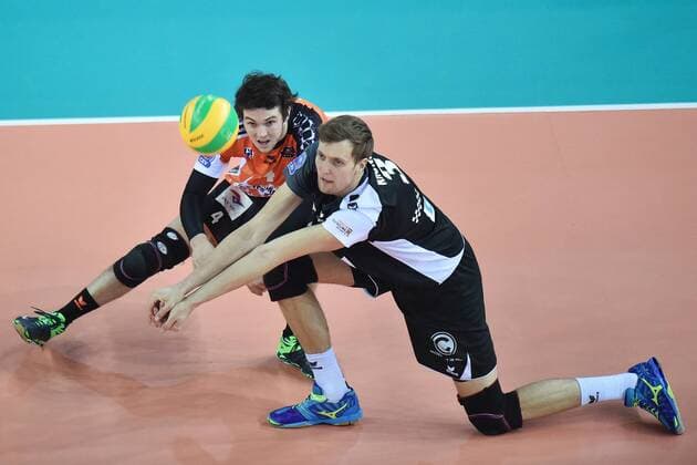 From left Luke Perry of Dukla Liberec and Robert Kromm of Berlin Recycling Volleyes in action during the Men s Volleyball Champions League 3rd round B group match: Dukla Liberec vs Berlin in Liberec, Czech Republic, January 18, 2017. (CTKxPhoto RadekxPetrasek) CTKPhotoP201701181030801  PER 9