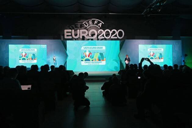 ST PETERBURG, RUSSIA - JANUARY 19, 2017: The launch of the logo for St Petersburg, one of 13 cities to host 2020 UEFA European Football Championship matches. Alexander Demianchuk TASS  TS03E5A4