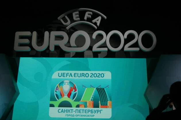 Of The Russian Federation. Saint-Petersburg. The Manege of the First cadet corps in St. Petersburg. Presentation of the official logo of the city as one of the organizers of Euro 2020. the official emblem of the EURO-2020. MaksimxKonstantinov 