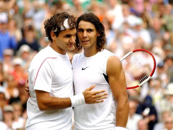 July 9, 2006 - London, United Kingdom - Must Be Credited Â© 062075 09 07 06.Roger Federer and Rafael Nadal.-Roger Federer vs. Rafael Nadal.Mens Tennis Final at Wimbledon Tennis Championships 2006, London..A19051. -- 07-09-2006 WIMBLEDON FINALS - ZUMAg49_ 76421850st