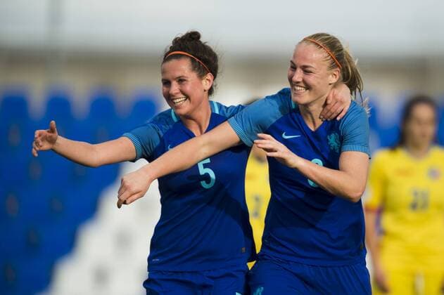 January 20, 2017 - San Pedro Del Pinatar, Murcia, Spain - Marel Van Dongen (Holland) Stefanie Van der Gragt (Holland) during the preseason friendly match between national women s The Netherlands vs. Romania in Pinatar Arena, San Pedro del Pinatar, Murcia, SPAIN. 20th of January 2017..(Picture by Nurphoto) The Netherlands v Romania - Friendly Match (W)  - ZUMAn230 20170120_zaa_n230_348