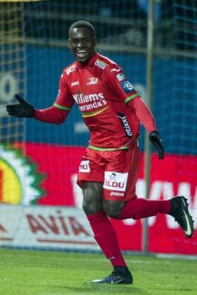 Oostende s Landry Nany Dimata celebrate after scoring during the Jupiler Pro League match between Waasland-Beveren and KV Oostende, in Beveren, Saturday 21 January 2017, on day 22 of the Belgian soccer championship. JASPERxJACOBS  x05030412x