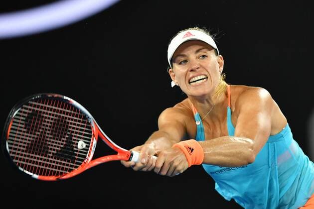Themen der Woche - SPORT Bilder des Tages - SPORT January 22, 2017: Angelique Kerber of Germany in action in a 4th round match against Coco Vandeweghe of USA on day seven of the 2017 Australian Open Grand Slam tennis tournament in Melbourne, Australia. Cal Media Tennis 2017: Australian Open Jan 22 - ZUMAc04_ 20170122_zaf_c04_096