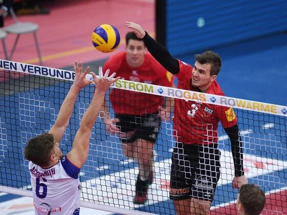 Volleyball 1. Bundesliga Saison 2016 2017 22.01.2017 TV Rottenburg - United Volleys Rhein Main Moritz Karlitzek (re, TV Rottenburg) 