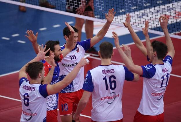 Volleyball 1. Bundesliga Saison 2016 2017 22.01.2017 TV Rottenburg - United Volleys Rhein Main Teamjubel United Volleys Rhein Main 