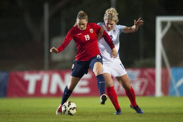 January 22, 2017 - San Pedro Del Pinatar, Murcia, Spain - Ingvild Isaksen (Norway) Millie Bright (England) during the preseason friendly match between national women s England vs. Norway in Pinatar Arena, San Pedro del Pinatar, Murcia, SPAIN. 22th of January 2017. England v Norway - Friendly match  - ZUMAn230 20170122_zaa_n230_634