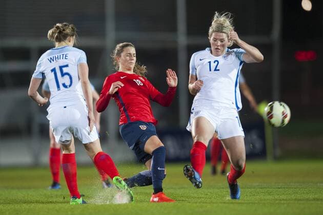 January 22, 2017 - San Pedro Del Pinatar, Murcia, Spain - Millie Bright (England) Vilde Boe Risa (Norway) during the preseason friendly match between national women s England vs. Norway in Pinatar Arena, San Pedro del Pinatar, Murcia, SPAIN. 22th of January 2017. England v Norway - Friendly match  - ZUMAn230 20170122_zaa_n230_637