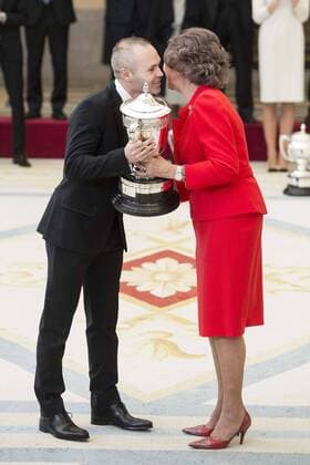 Andres Iniesta and Queen Sofia attends to the National Sports Awards 2015 at El Pardo Palace in Madrid, Spain. January 23, 2017.  (76484613)