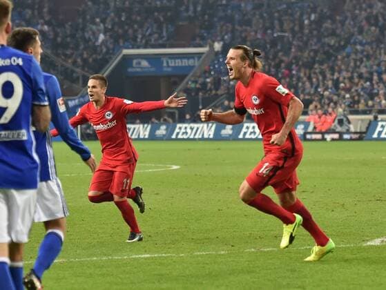 27.01.2017, Fussball GER, 1. Bundesliga Saison 2016 2017, 18. Spieltag, FC Schalke 04 - Eintracht Frankfurt, , Alexander MEIER (Eintracht Frankfurt) jubelt