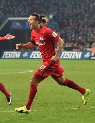 27.01.2017, Fussball GER, 1. Bundesliga Saison 2016 2017, 18. Spieltag, FC Schalke 04 - Eintracht Frankfurt 0:1, Jubel Alexander Meier (Eintracht Frankfurt)