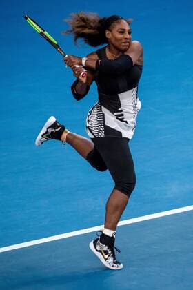MELBOURNE, VIC - JANUARY 28: Serena Williams of the United States of America returns the ball during the Womens Singles Final of the 2017 Australian Open on January 28, 2017, at Melbourne Park Tennis Centre in Melbourne, Australia.(Photo by Jason Heidrich Icon Sportswire) TENNIS: JAN 28 Australian Open Icon170128048 EDITORIAL USE ONLY