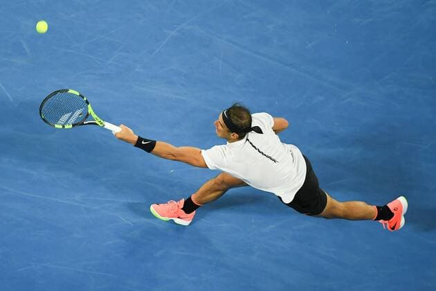 January 29, 2017: Rafael Nadal of Spain in action in the Men s Final against Roger Federer of Switzerland on day 14 of the 2017 Australian Open Grand Slam tennis tournament in Melbourne, Australia. Cal Media Tennis 2017: Australian Open Jan 29 - ZUMAc04_ 20170129_zaf_c04_009 Copyright: xSydneyxLowx