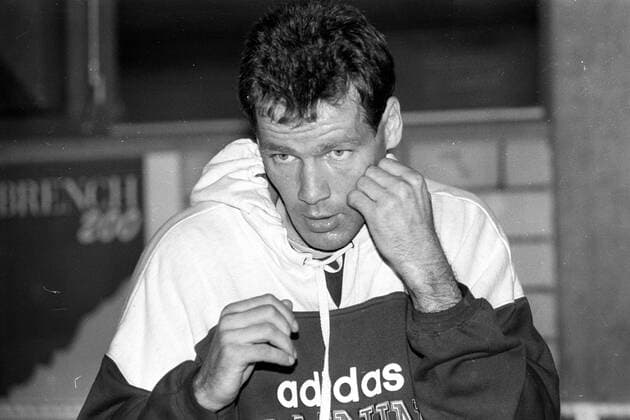 Pressetraining Henry Maske (Deutschland) 1994 in Dortmund